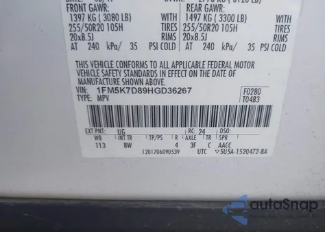 2017 Ford Explorer Xlt from USA, damaged, VIN 1FM5K7D89HGD36267